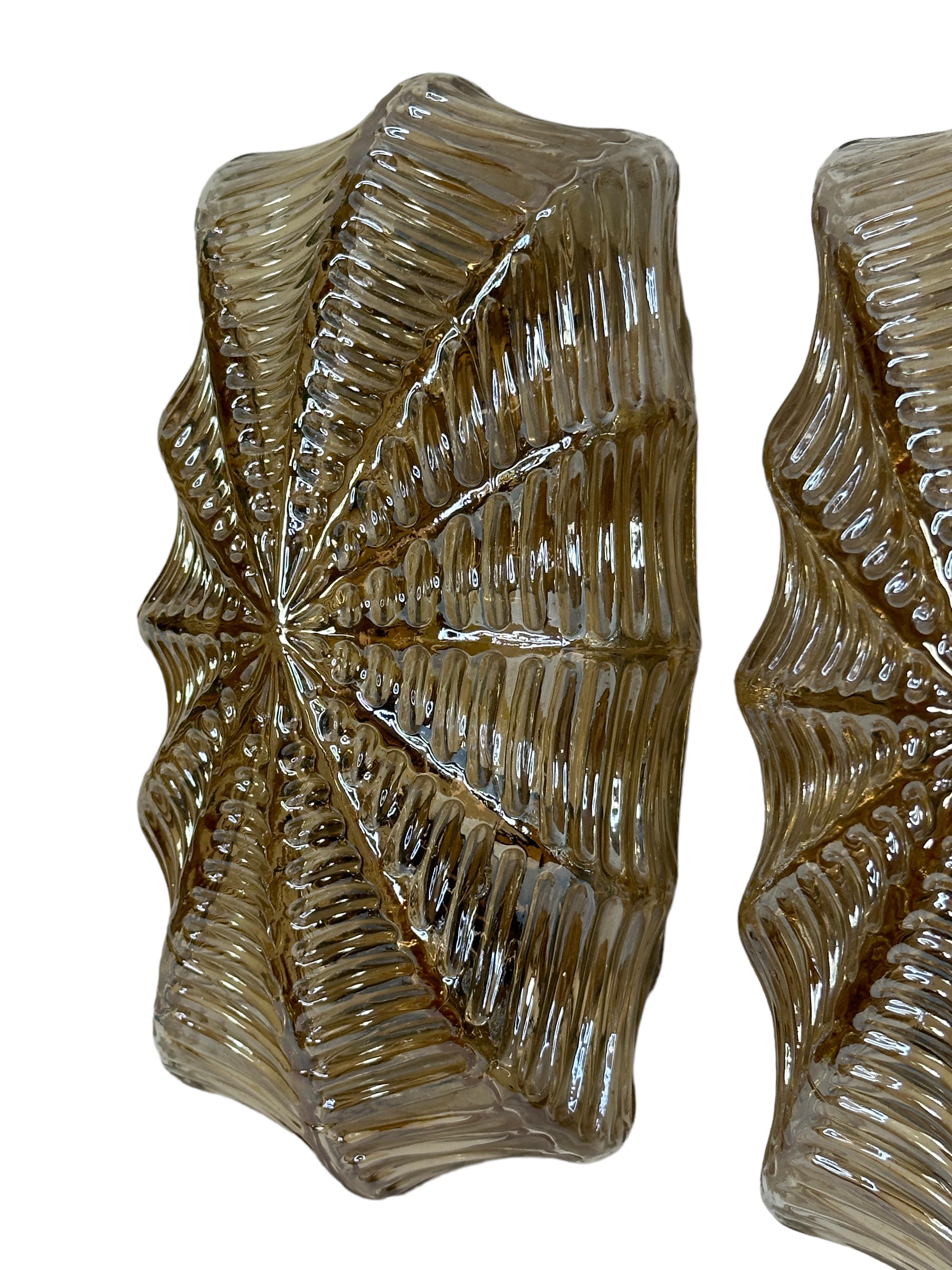 Mid-20th Century Pair of Spider Web Pattern Glass Sconce by Limburg, Germany, 1960s For Sale
