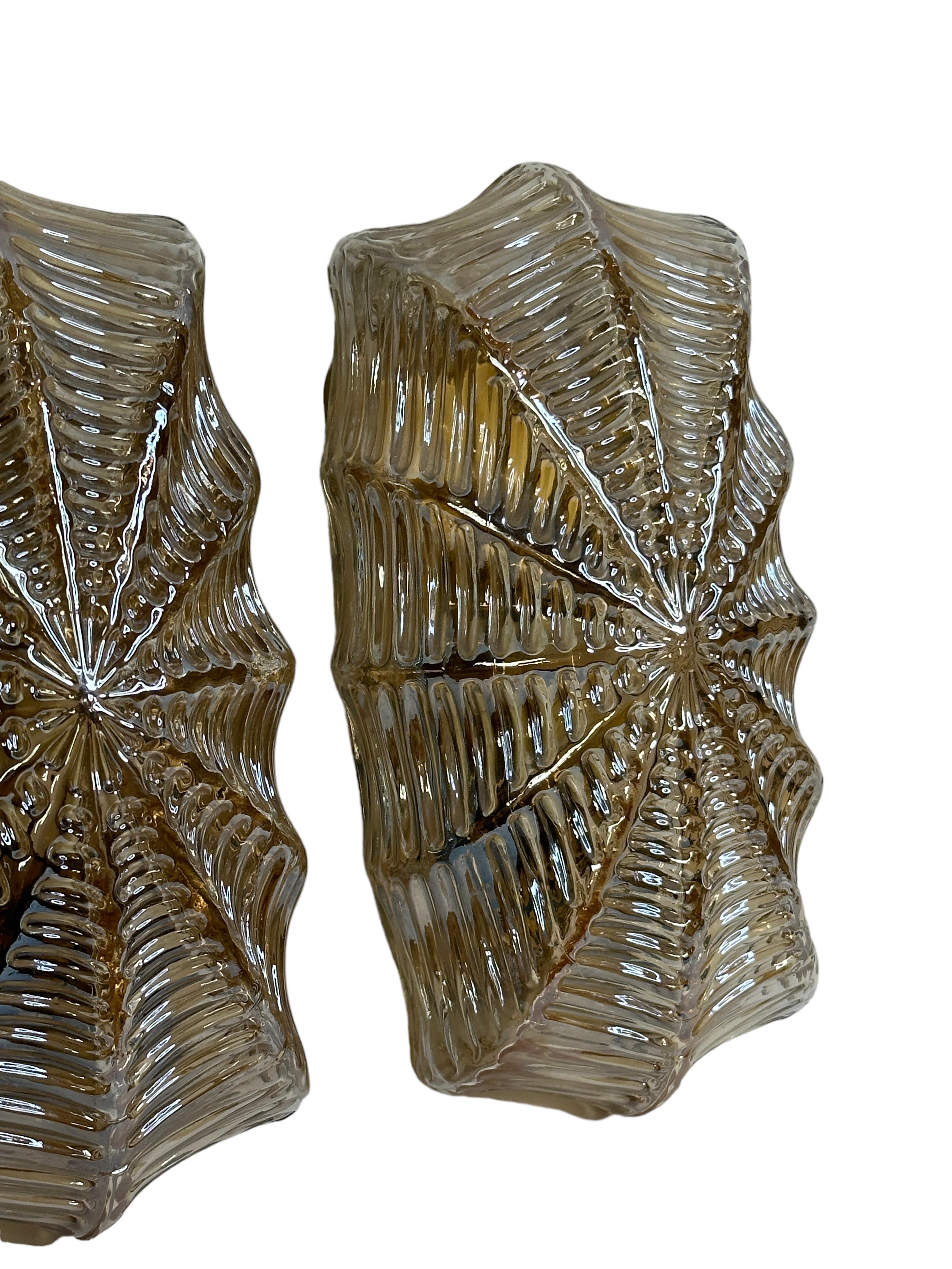 Pair of Spider Web Pattern Glass Sconce by Limburg, Germany, 1960s For Sale 1