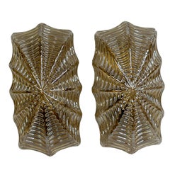 Vintage Pair of Spider Web Pattern Glass Sconce by Limburg, Germany, 1960s