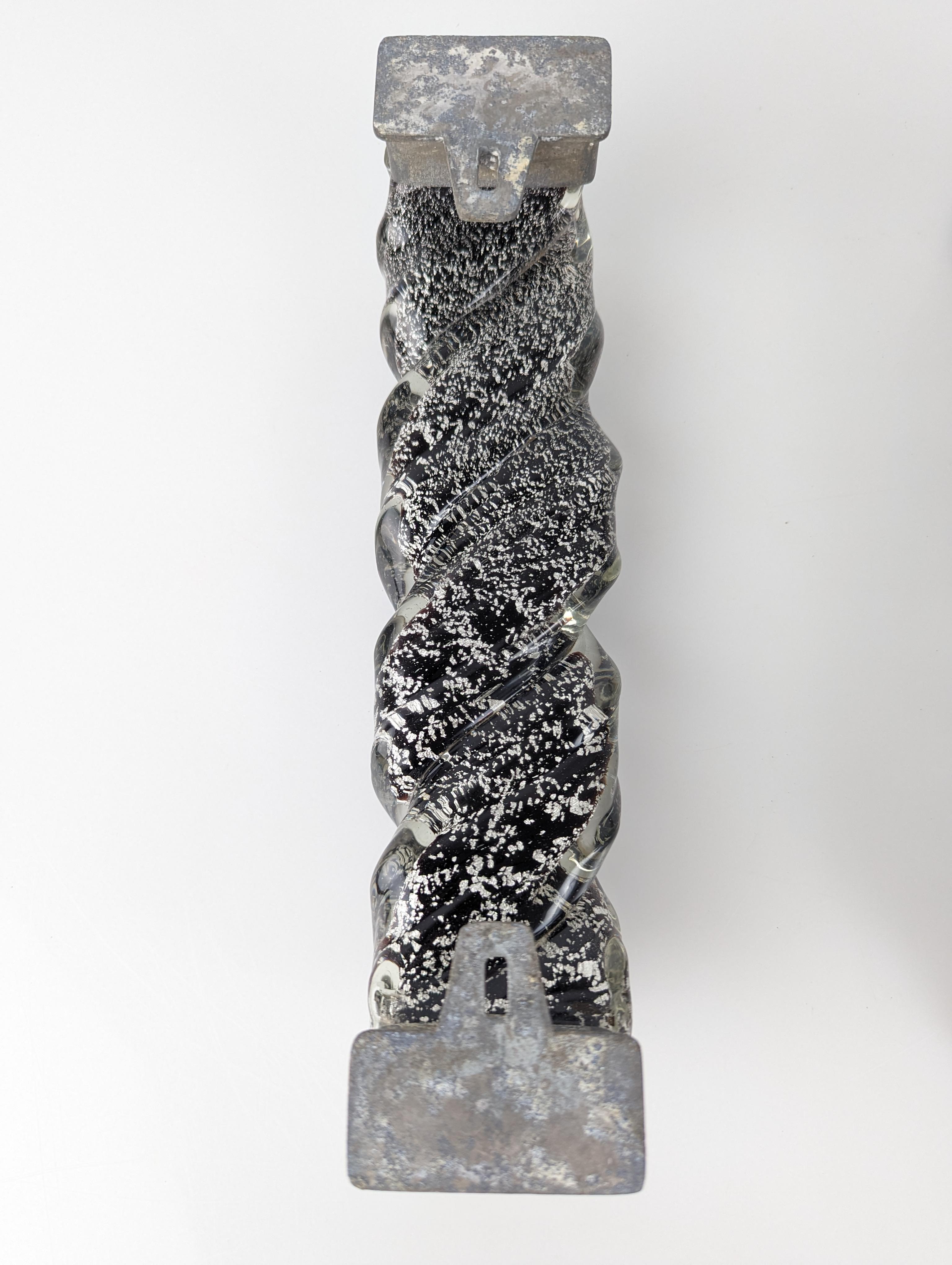 Paar spiralförmige Türgriffe aus Murano-Glas und Silber 1960er Jahre im Angebot 1