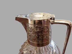 Pair of Spiral Glass and Silver Claret Jugs