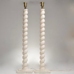 Pair of Spiral Plaster Floor Lamps by Michael Taylor, circa 1970s