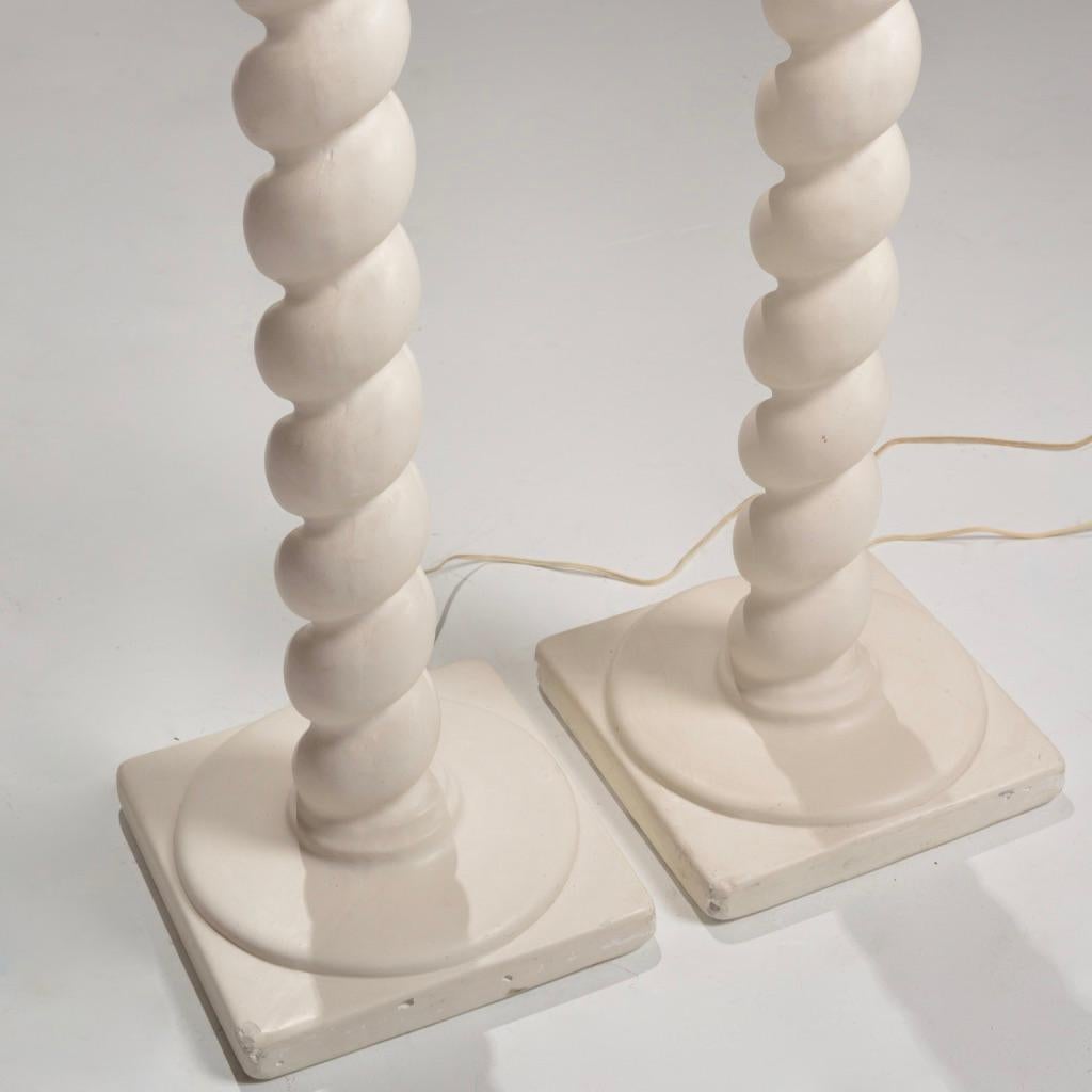 American Pair of Spiral Plaster Floor Lamps by Michael Taylor, circa 1970s