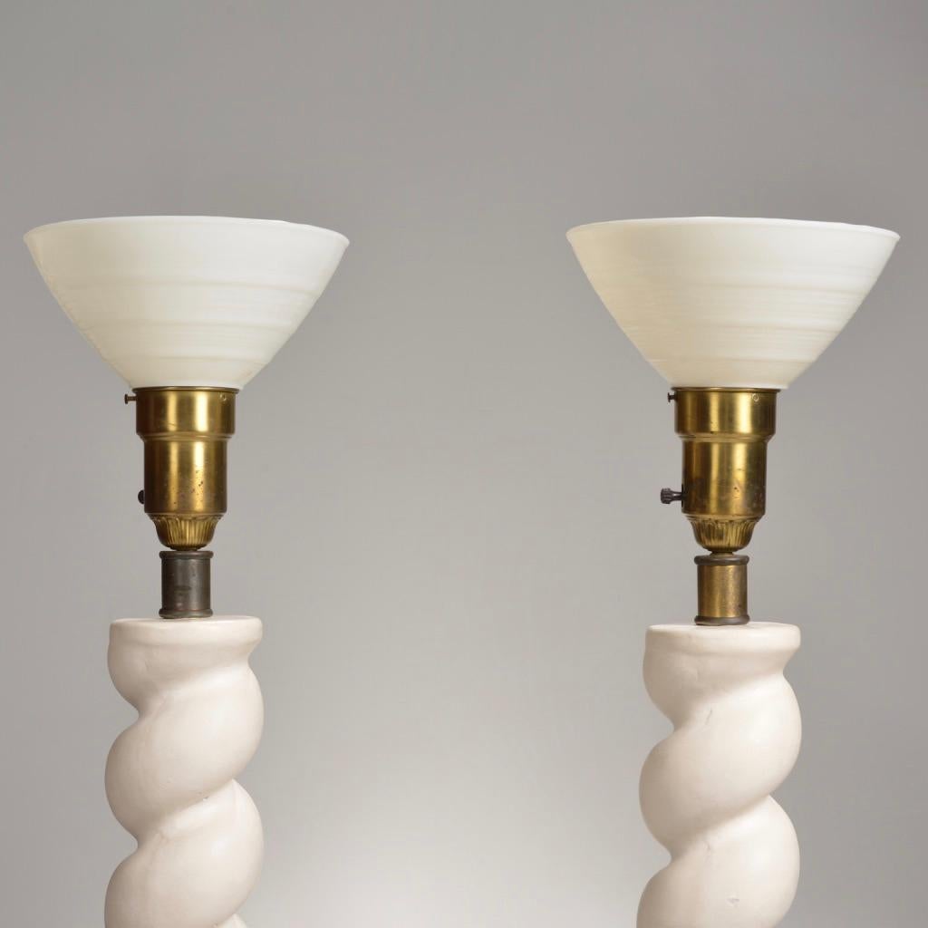 Cast Pair of Spiral Plaster Floor Lamps by Michael Taylor, circa 1970s