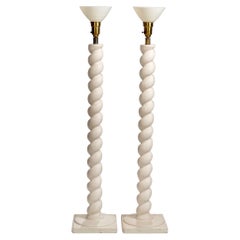 Pair of Spiral Plaster Floor Lamps by Michael Taylor, circa 1970s