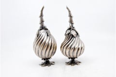 Pair of spiral silver rose water spouts