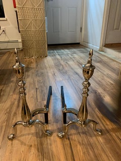 Pair of Spire Nickel Andirons