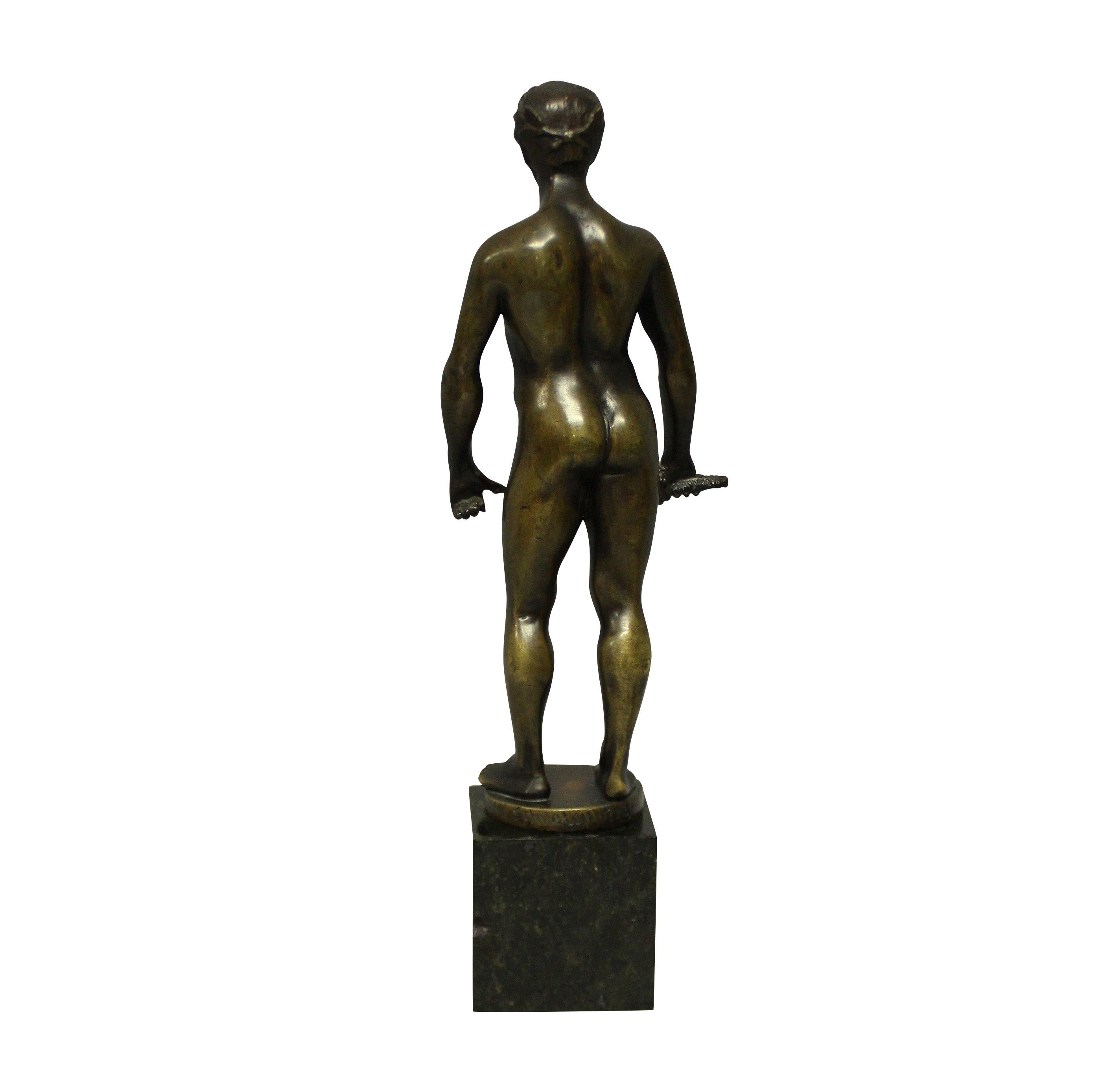 German Pair of Spiro Schwatenberg Male Nude Bronzes