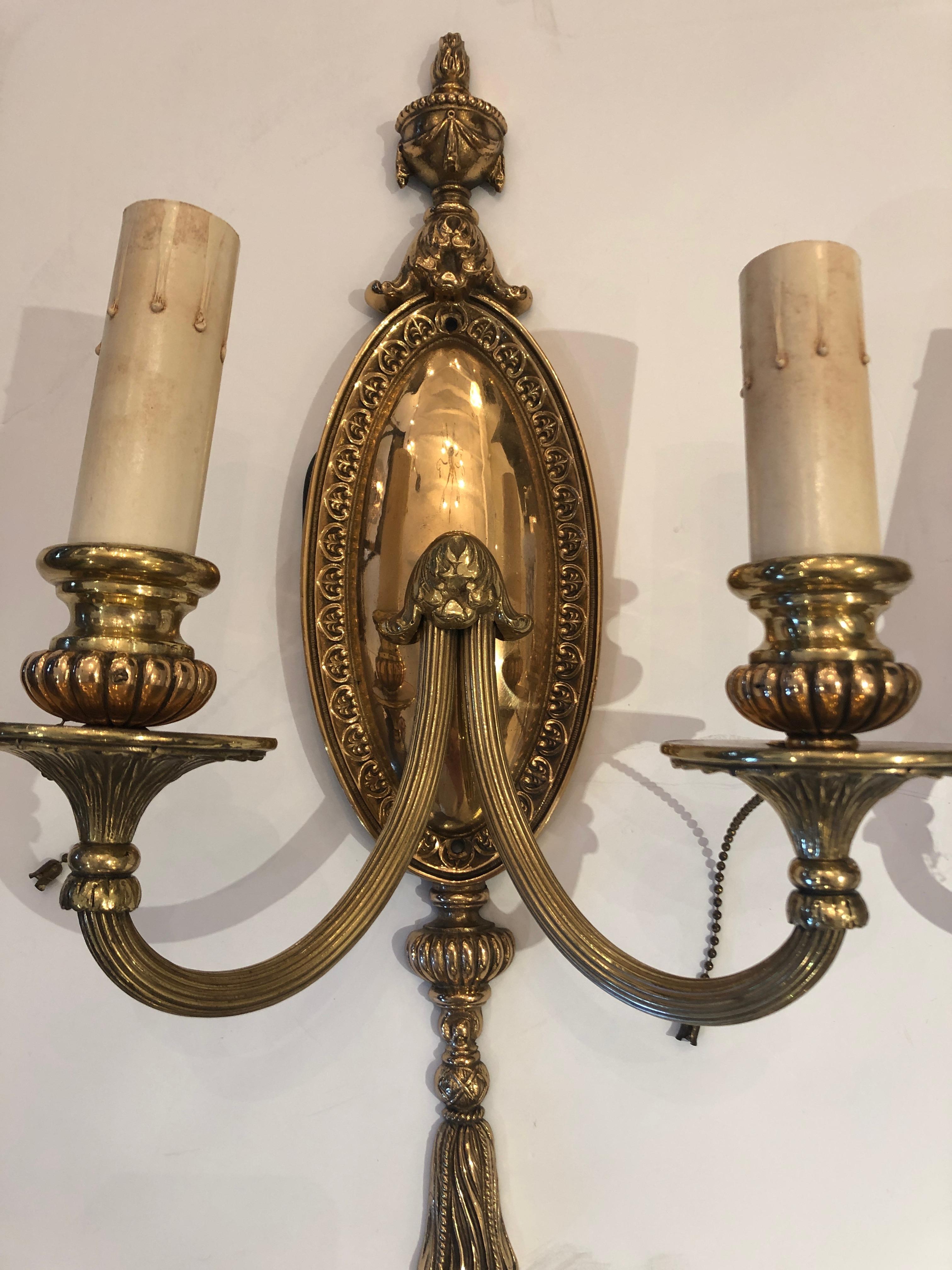 Pair of Splendid Bronze French Empire Wall Sconces For Sale 6