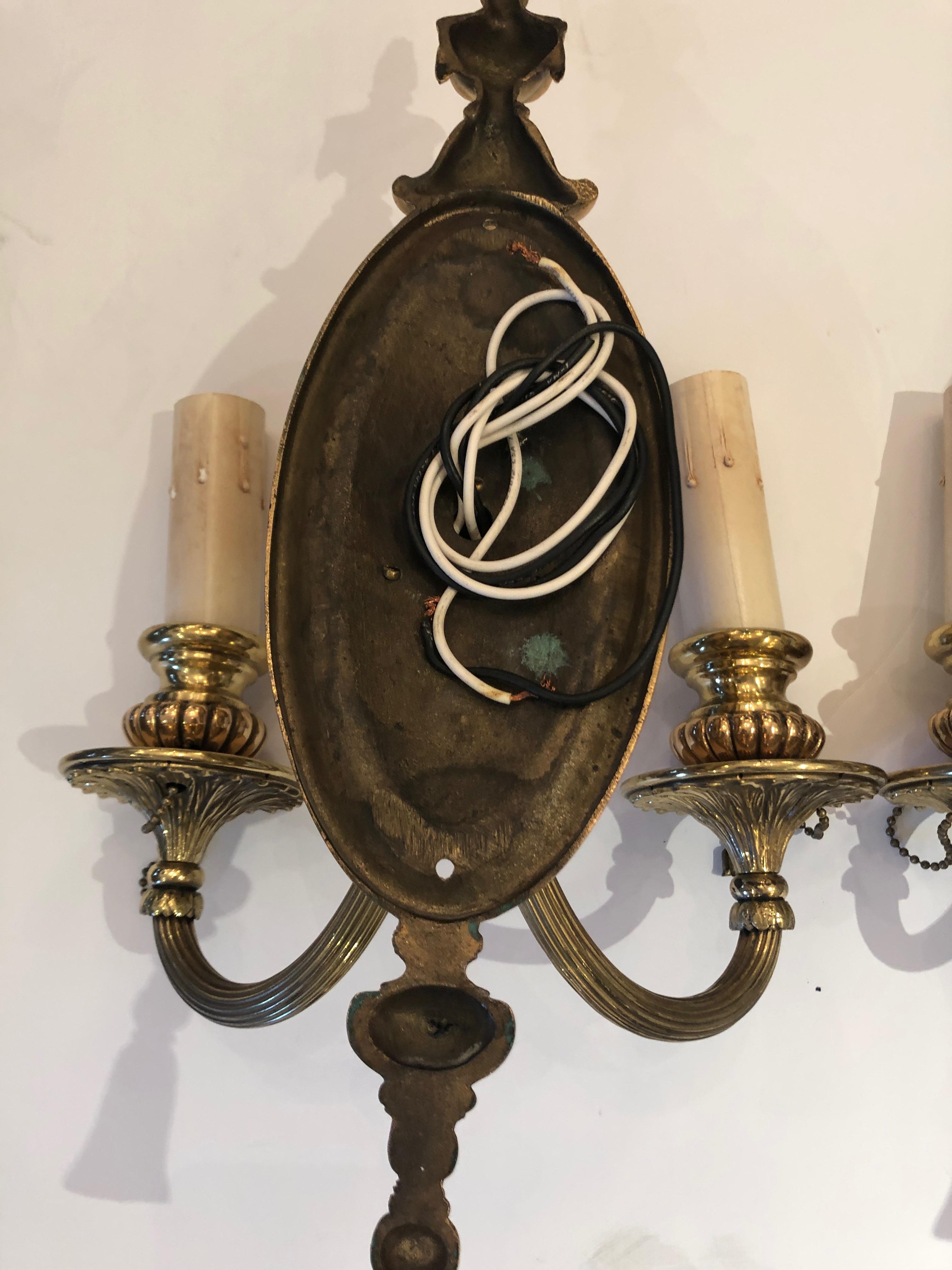 Pair of Splendid Bronze French Empire Wall Sconces For Sale 8