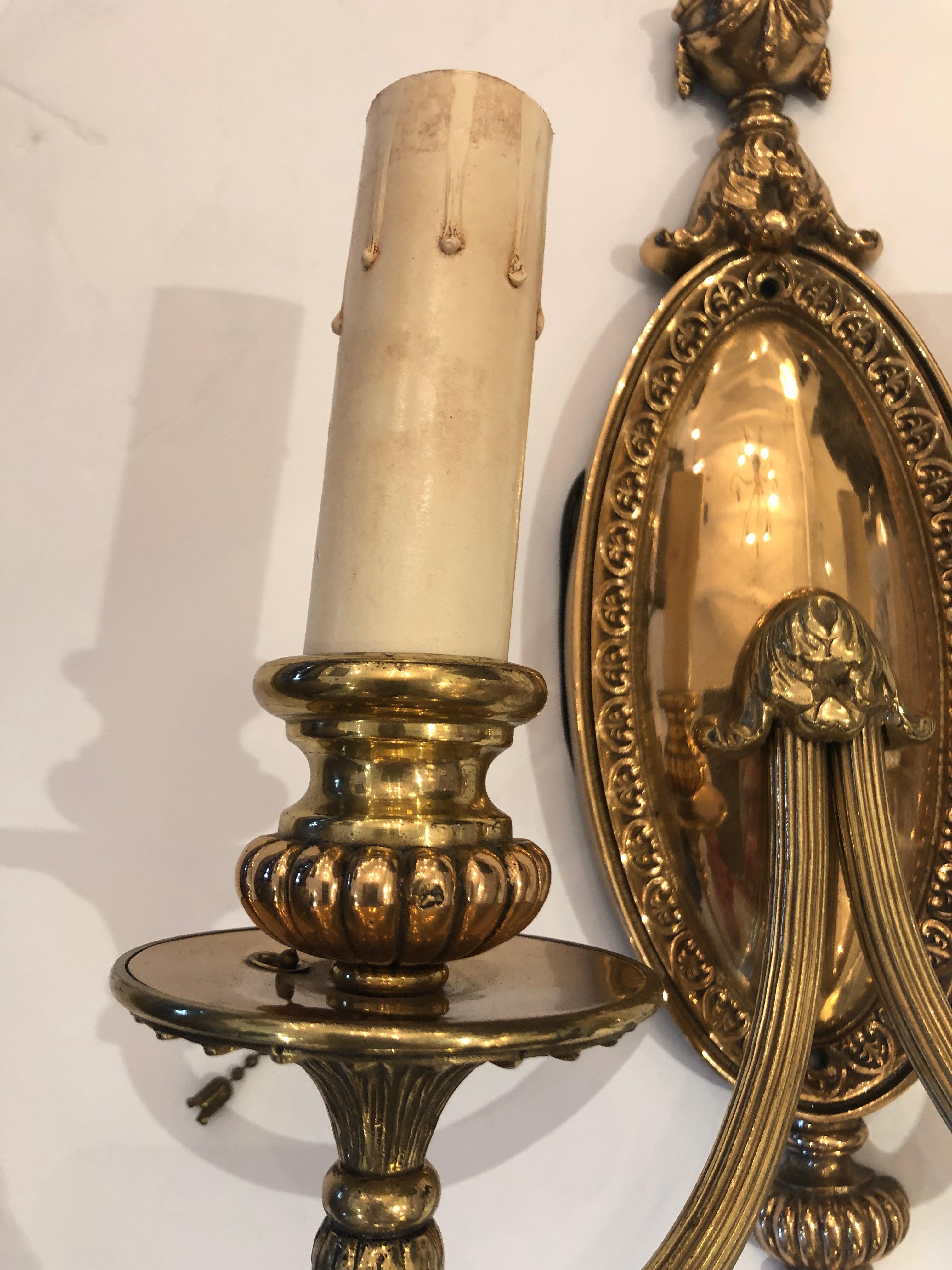 Pair of Splendid Bronze French Empire Wall Sconces For Sale 4