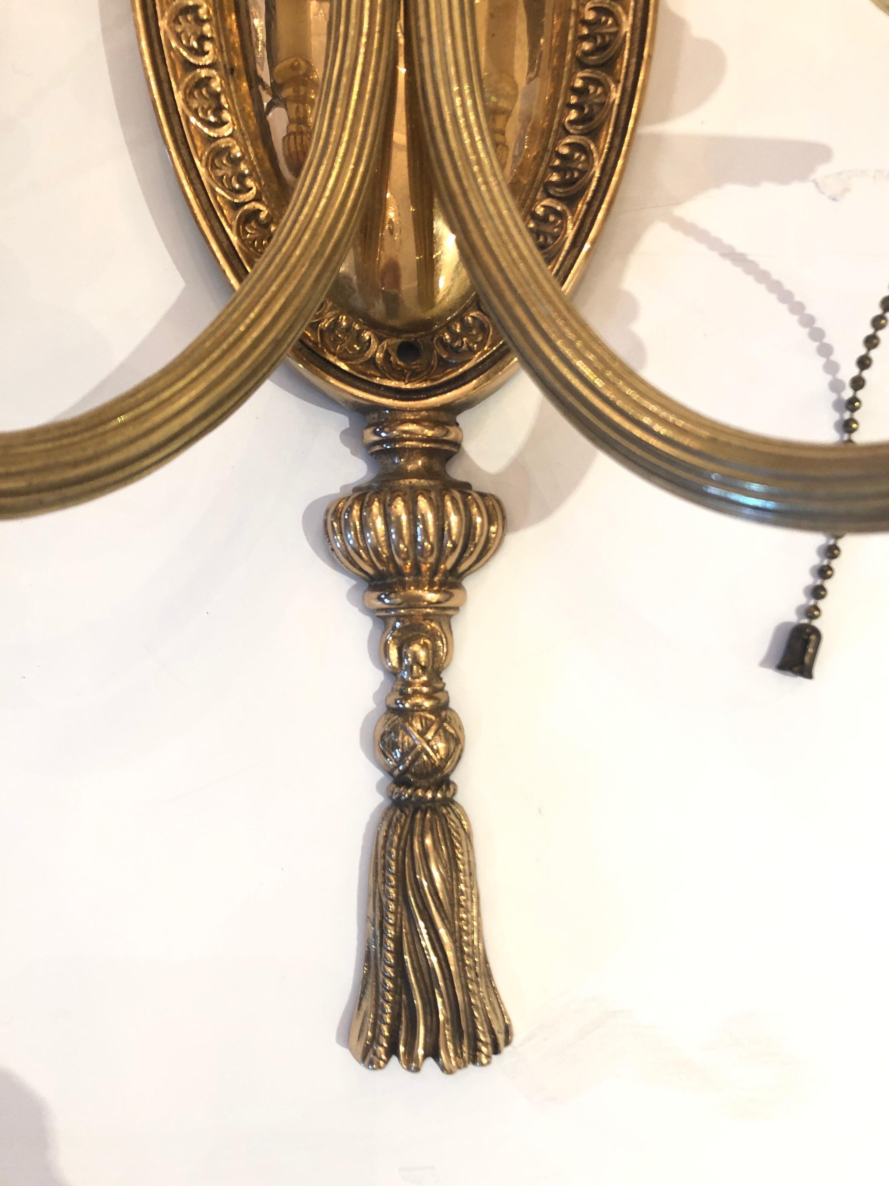 Pair of Splendid Bronze French Empire Wall Sconces For Sale 5
