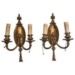 Antique Pair of Splendid Bronze French Empire Wall Sconces