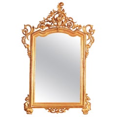 Antique Pair of Splendid Rectangular Venetian Mirrors in Carved and Gilded Wood 1700s