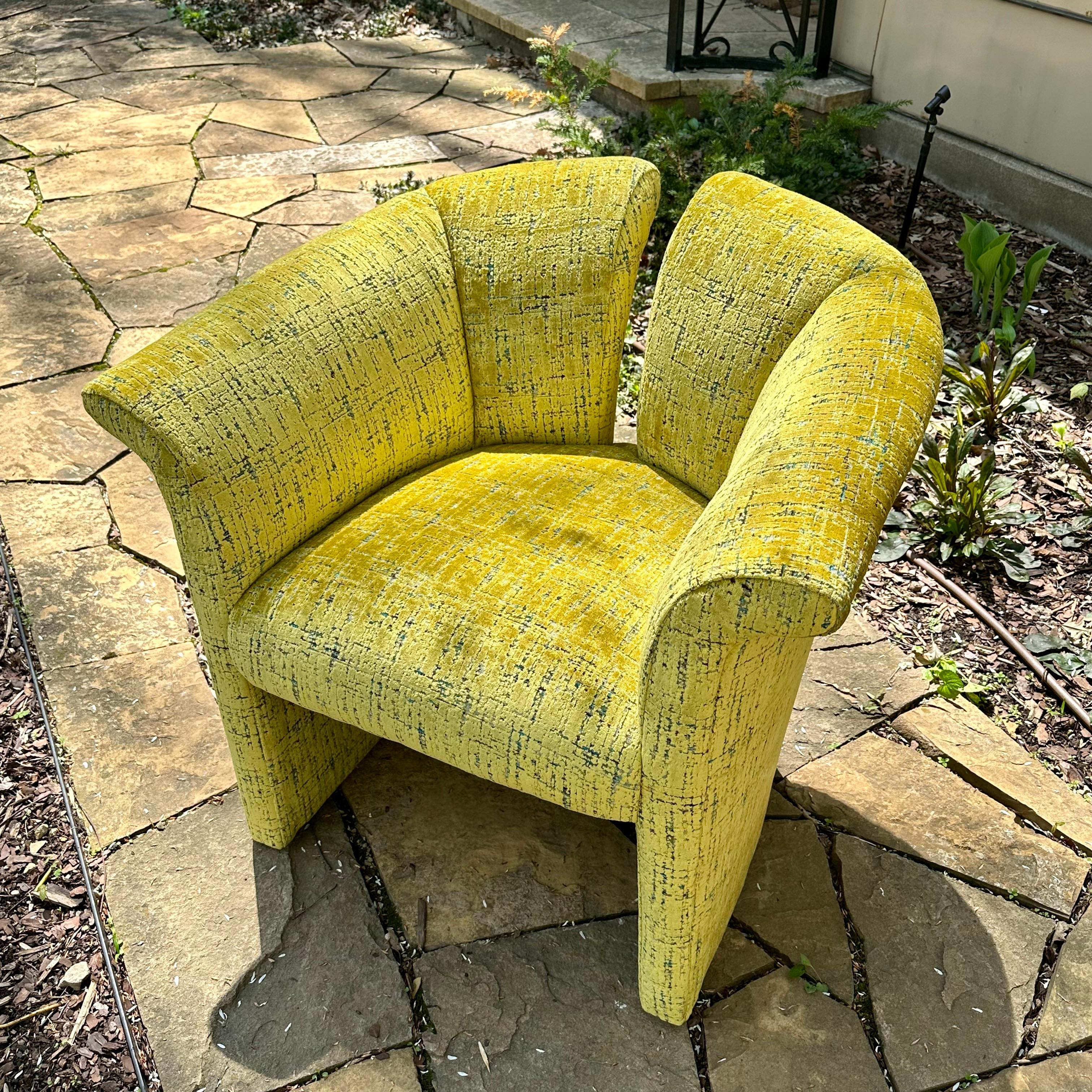 Velvet Pair of Split Back Chairs by Milo Baughman for Thayer Coggin For Sale