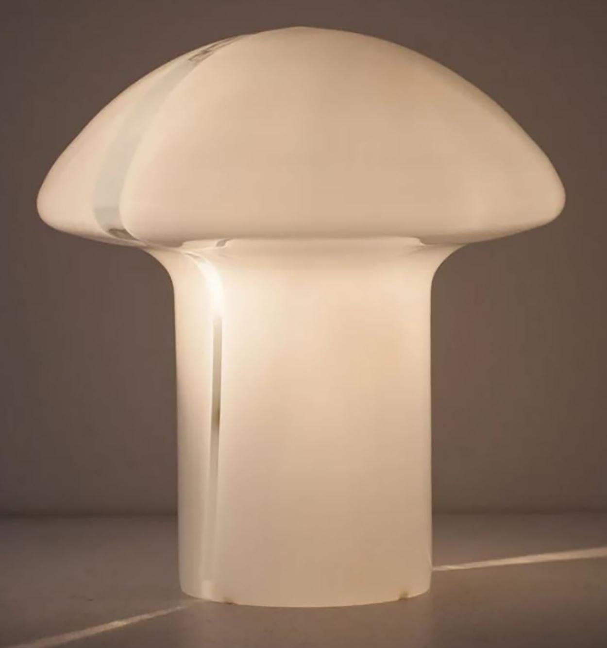 Murano Glass Pair of Split Mushroom Glass Table Lamps Attributed to Vistosi, Murano For Sale