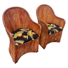 Pair of Split Pencil Reed Bamboo Chairs