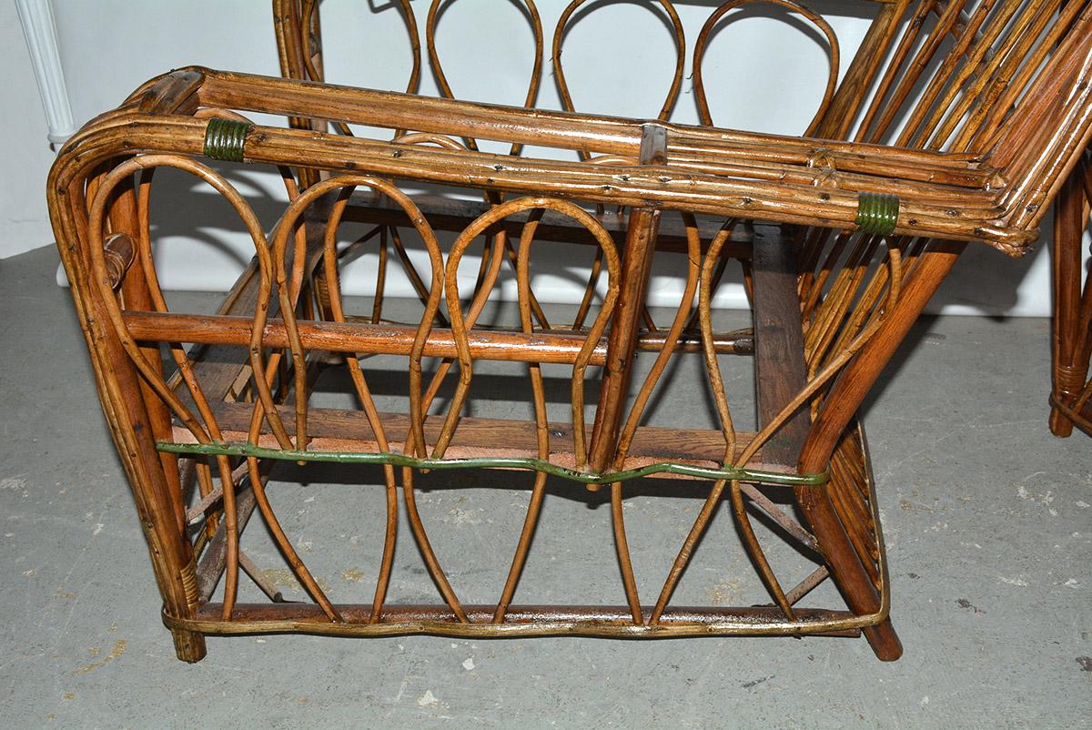 20th Century Pair of Split Reed Arm Chairs and Matching 