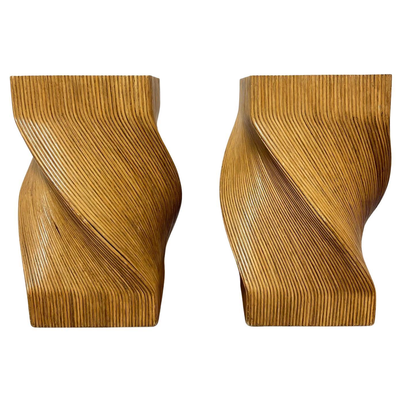 Pair of Split Reed Side Tables or Pedestals Circa 1970s