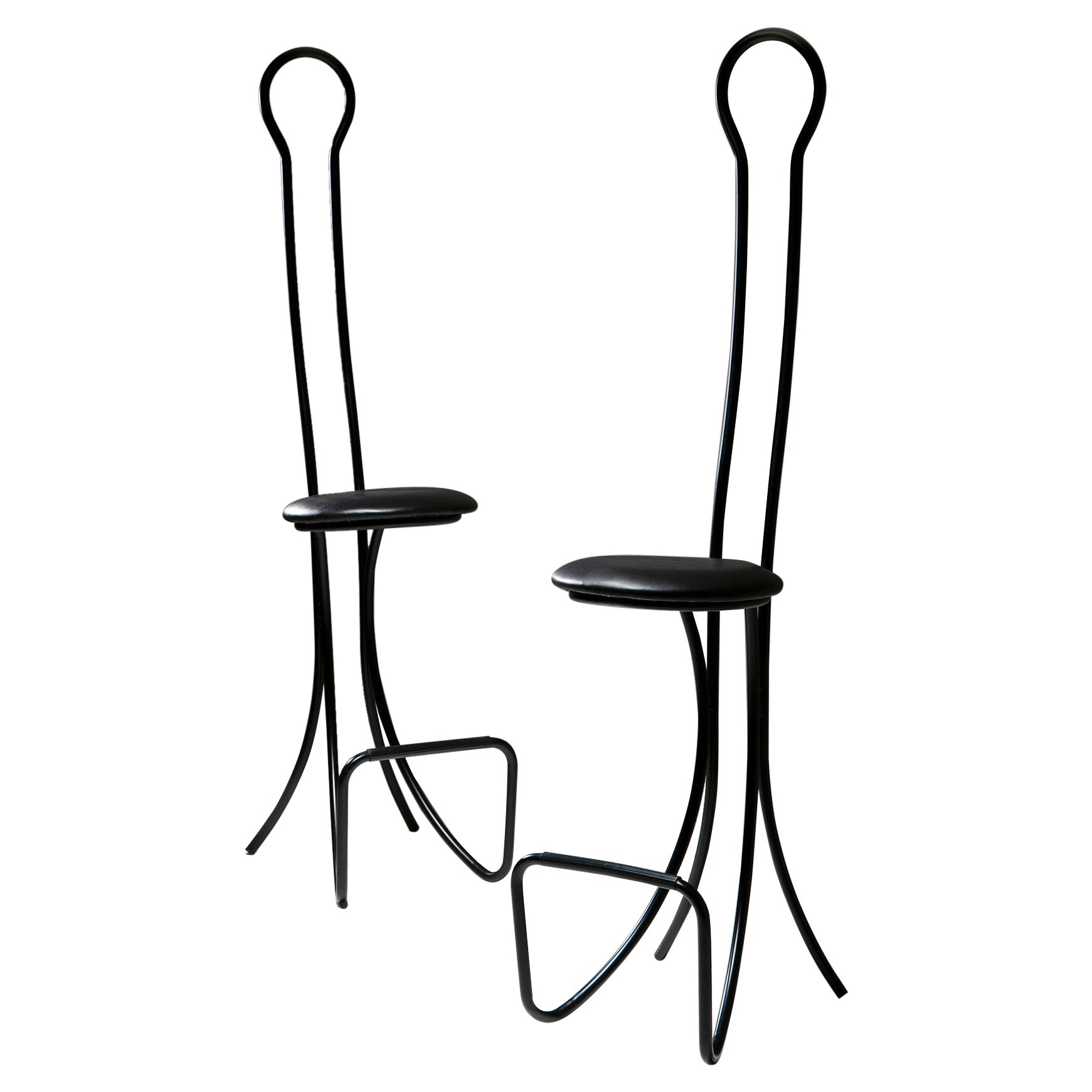 Paar schwarze Metallhocker „Spluga“ von Castiglioni für Zanotta, Italien, 1960 im Angebot