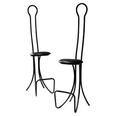 Coppia di sgabelli alti in metallo nero "Spluga" di Castiglioni per Zanotta, Italia, 1960