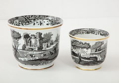 Pair of Spode Black and White Cachepots