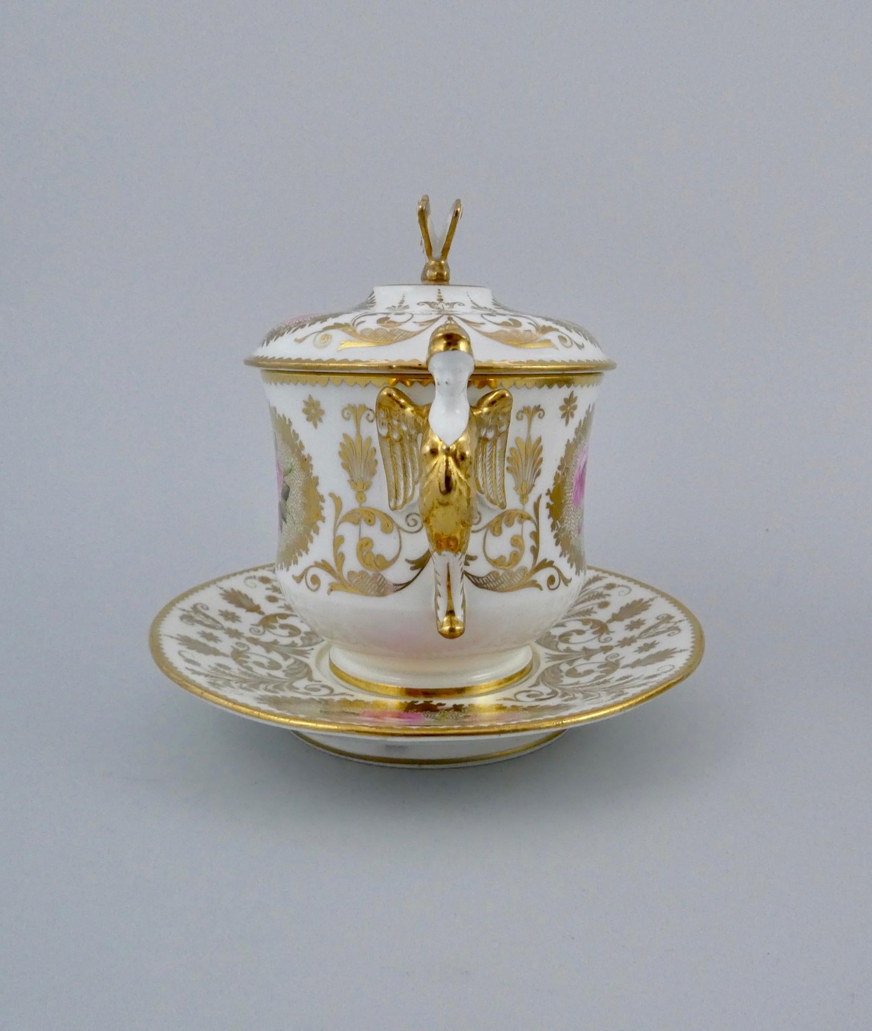 Regency Pair of Spode Covered Cups and Stands, circa 1820