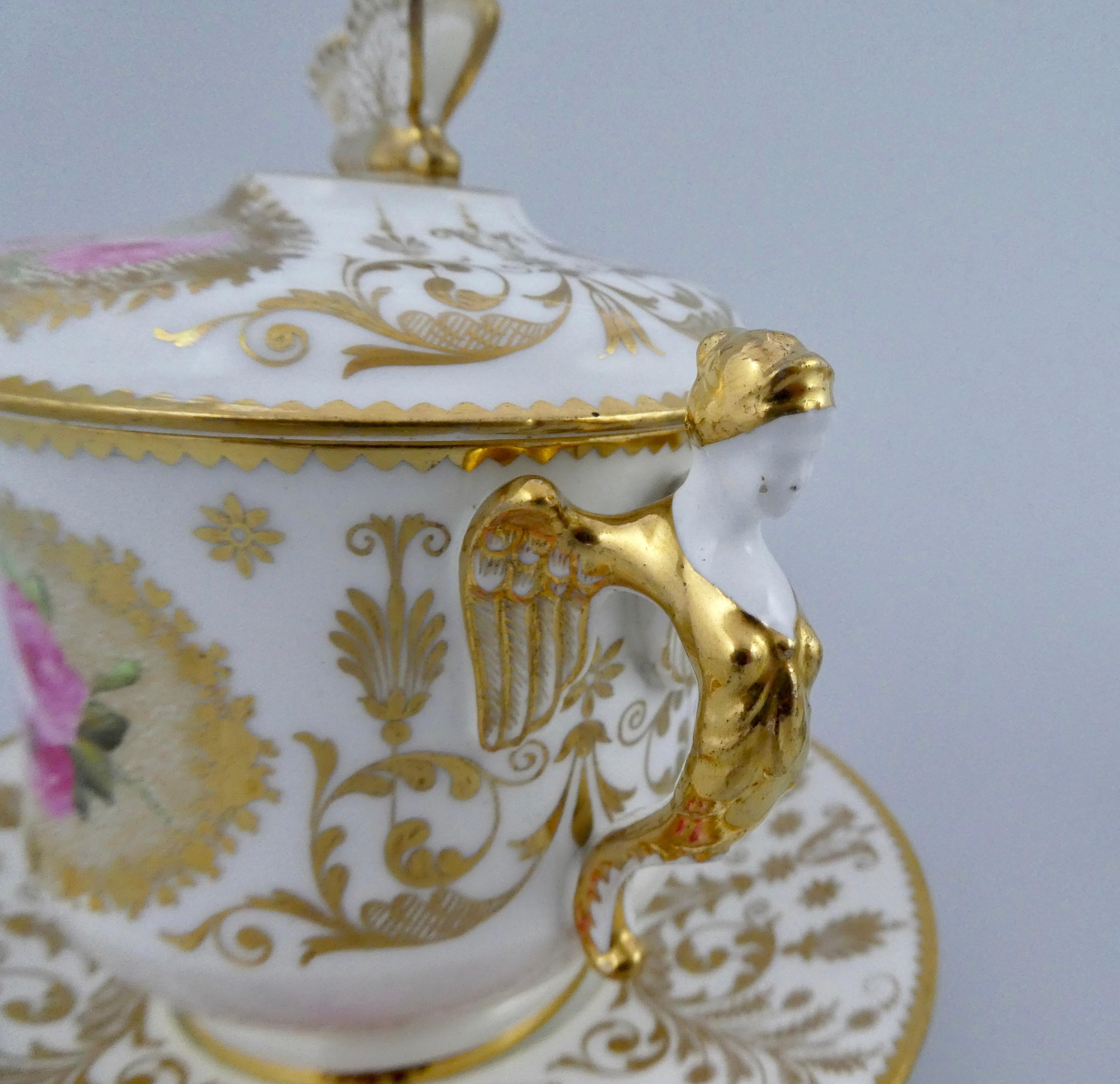 European Pair of Spode Covered Cups and Stands, circa 1820