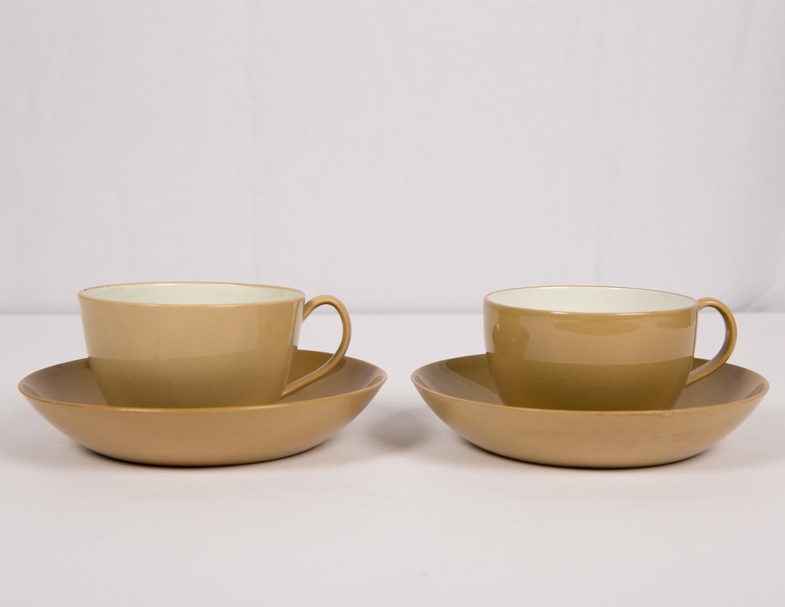 English Pair of Wedgwood Drabware Cups and Saucers Made in England circa 1800