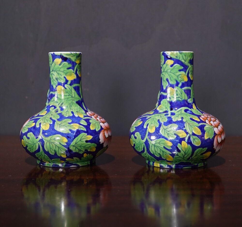 Pair of Spode Ironstone Spill Vases, Printed & Painted Peony Pattern, circa 1820 1