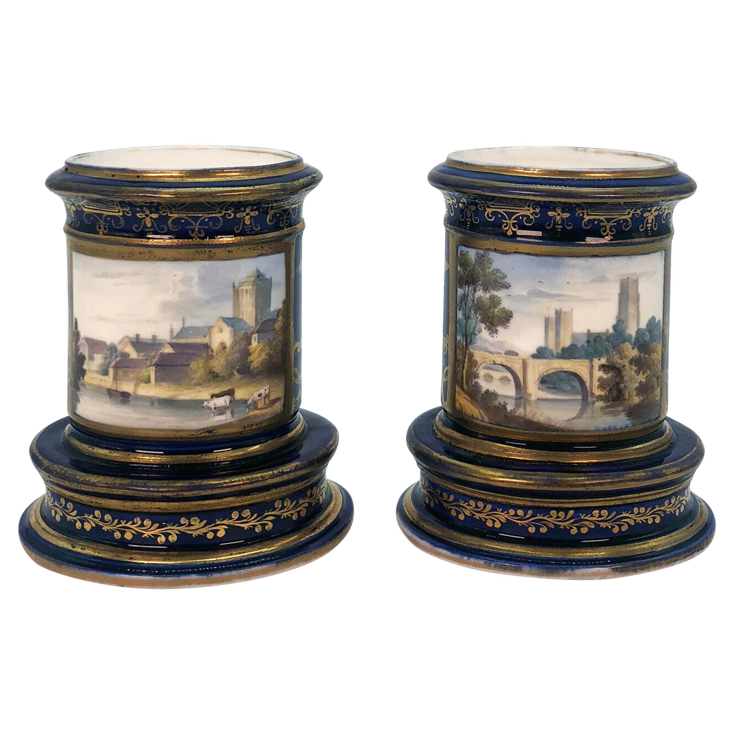 Pair of Spode Porcelain Spill Vases, circa 1820