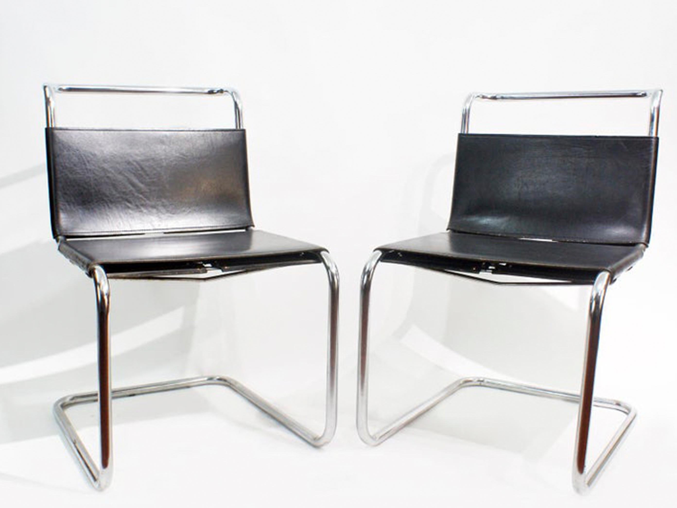 20ième siècle Paire de chaises Spoleto attribuée à Marcel Breuer B33 en vente