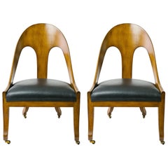 Pair of Spoonback Chairs with Leather Seats