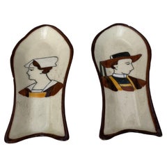 Coppia di cucchiai da portata HB Quimper, 1940 circa