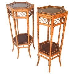 Pair of Spotted Bamboo Plant Stands