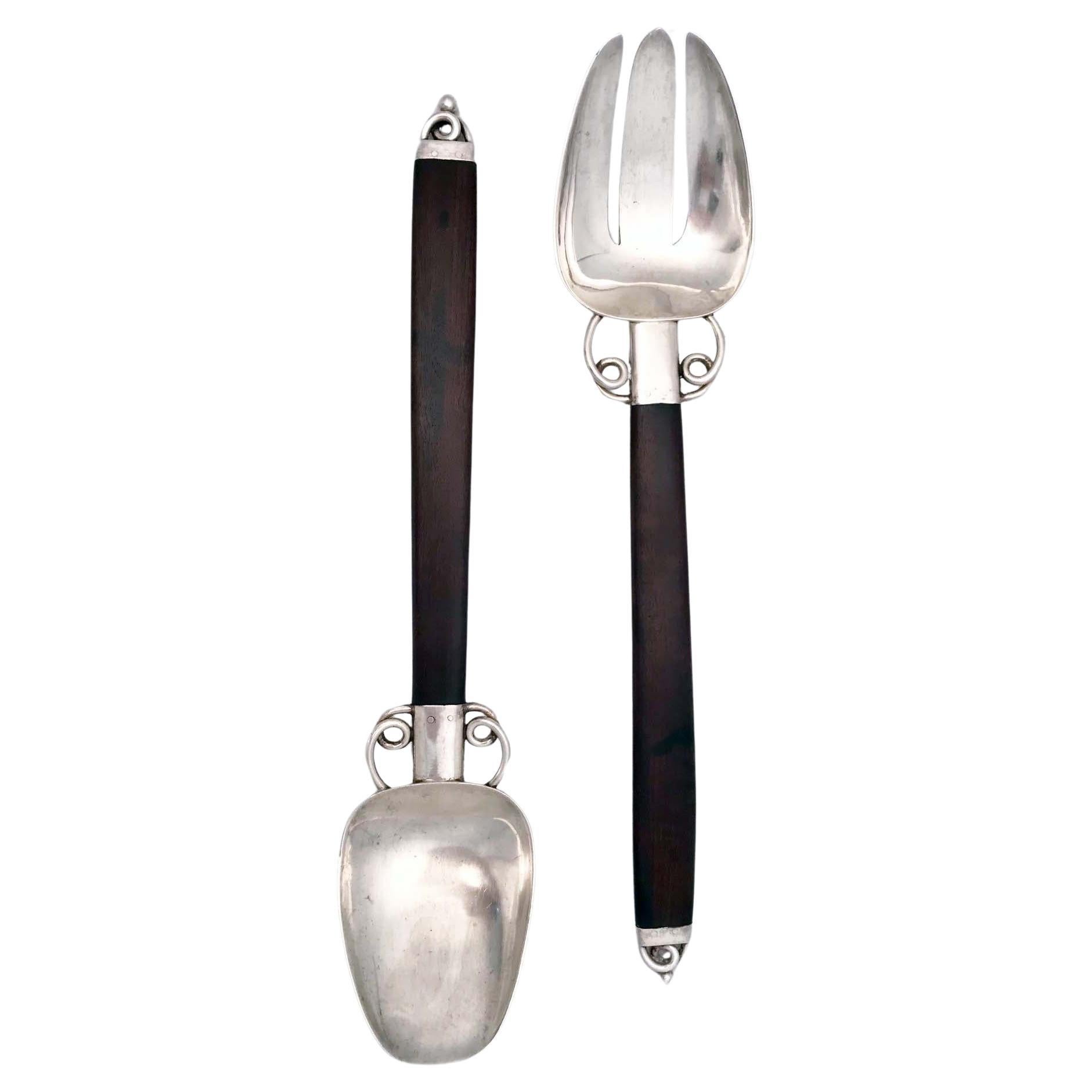 Pair of Spratling Silver Salad Servers 