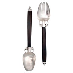 Retro Pair of Spratling Silver Salad Servers 