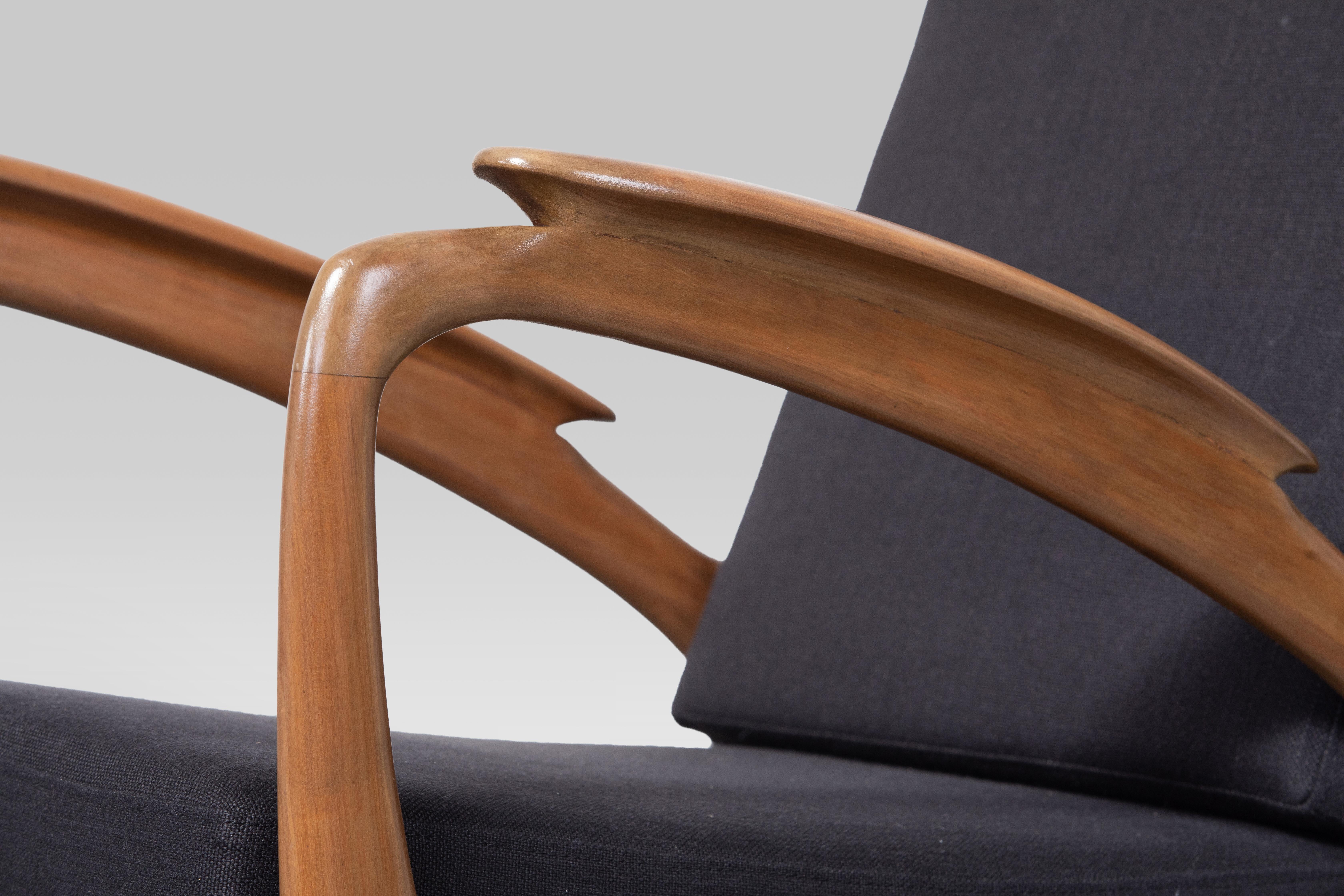 Mid-20th Century Pair of Sprij Vlaardingen Stunning Organic Cherrywood Armchairs