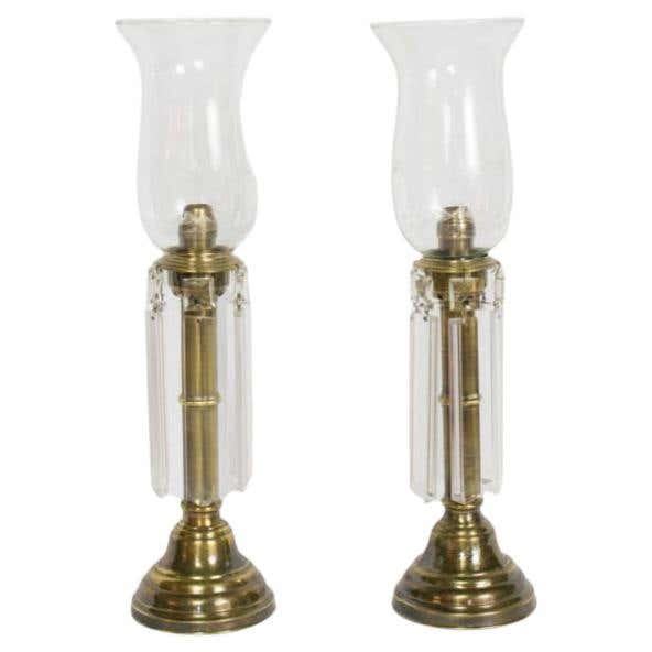 Pair of Spring loaded Russian Candleholders with Crystals and Cut Glass ...
