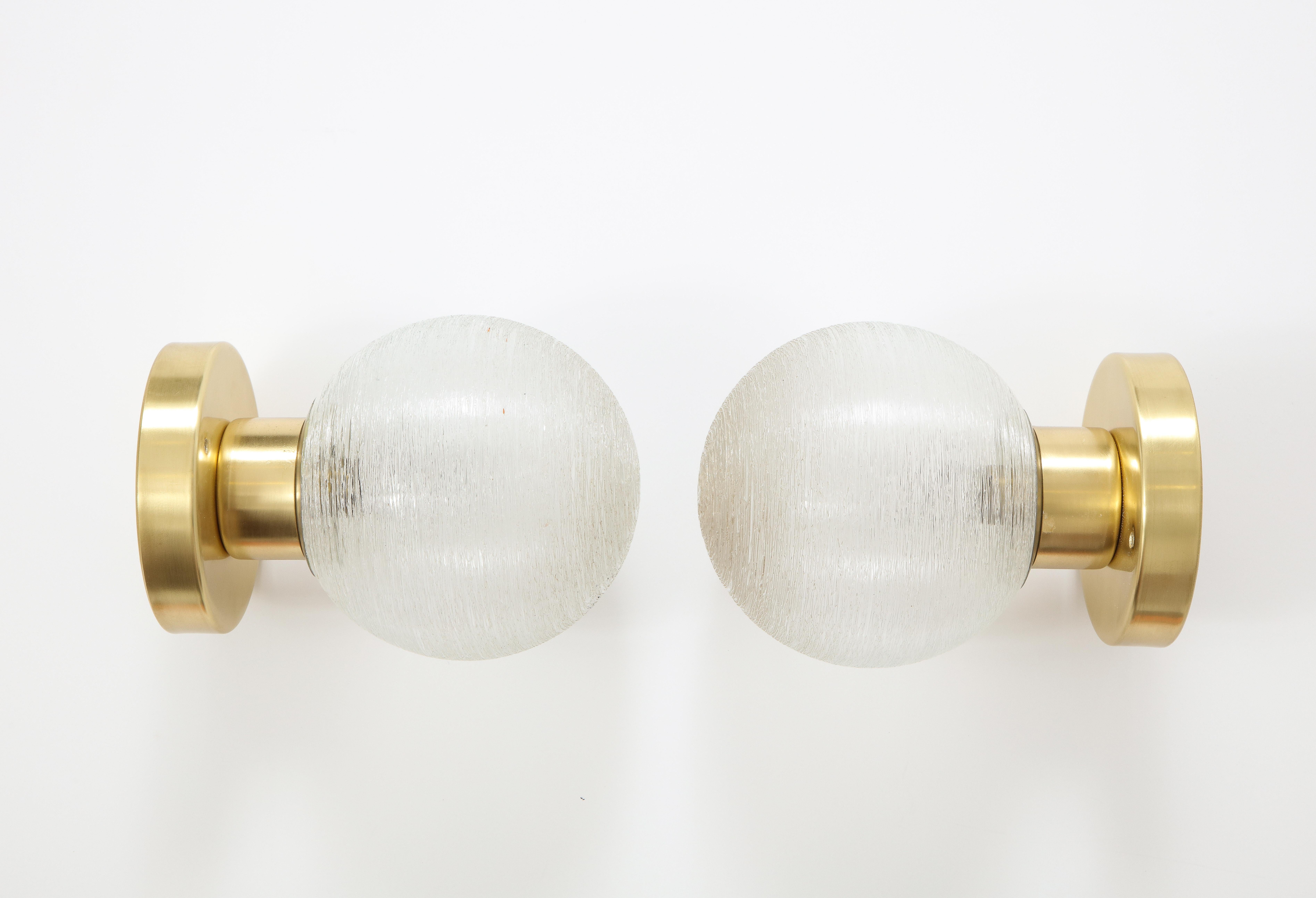 Mid-Century Modern Pair of Spun Glass Sconces by Doria For Sale