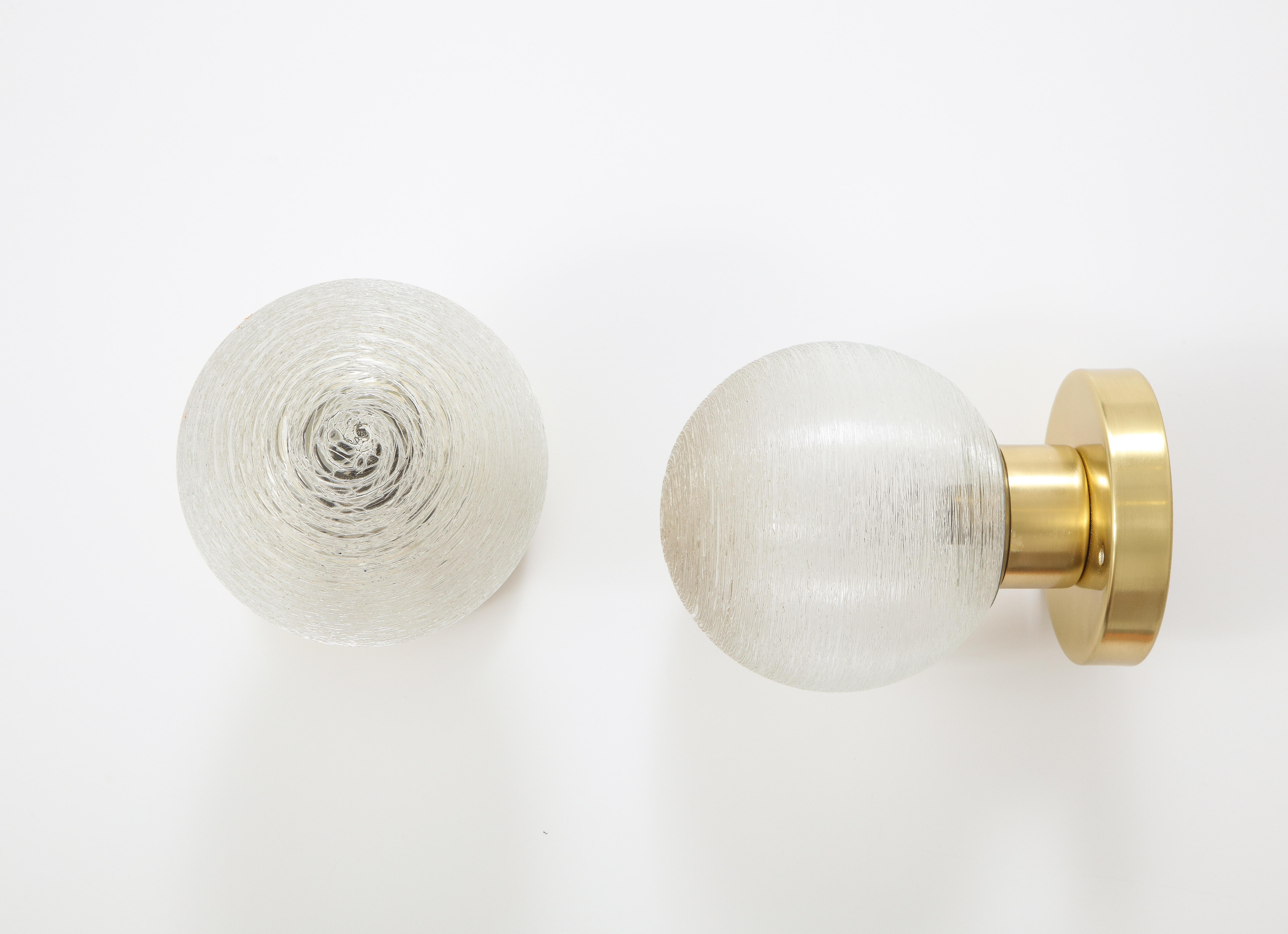 Pair of Spun Glass Sconces by Doria In Good Condition For Sale In New York, NY