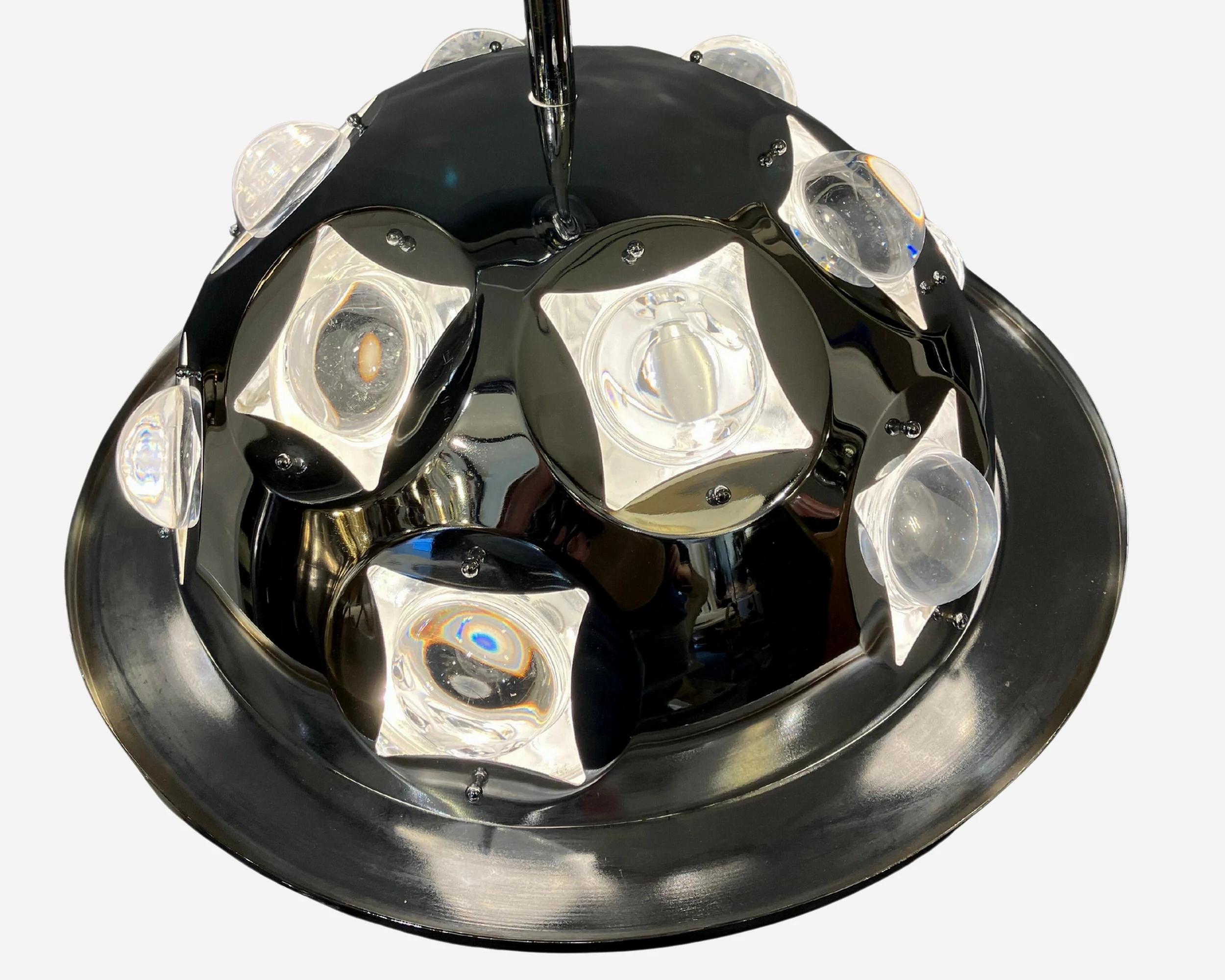 Italian Pair of Sputnik chandeliers, attributed to Oscar Torlasco, Editions Lumi, Italy  For Sale