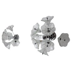 Pair of Sputnik Flower Sconces, Murano Glass, Italy, 1970