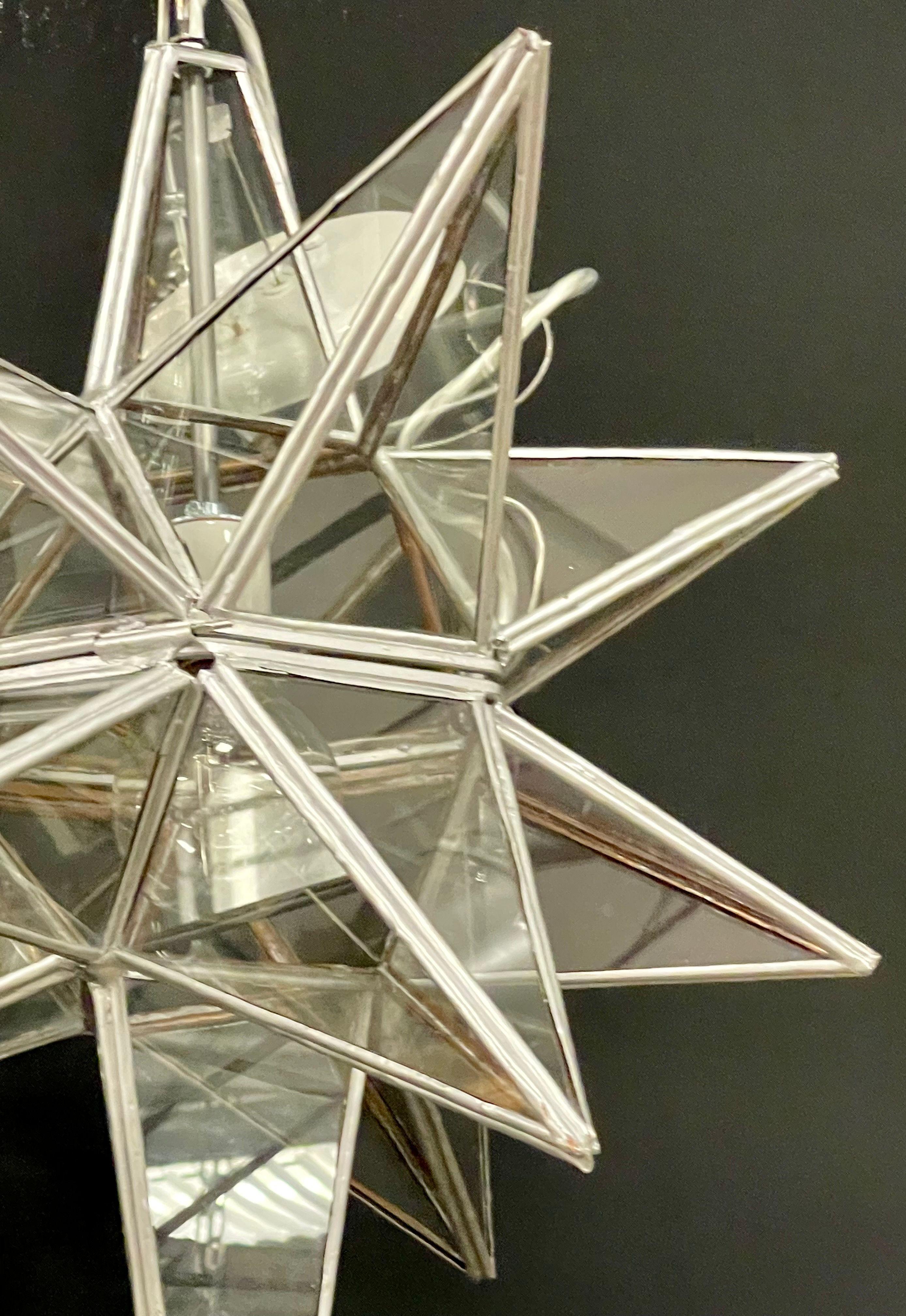 Pair of Sputnik Star Light Fixtures Glass Art Deco Style 6