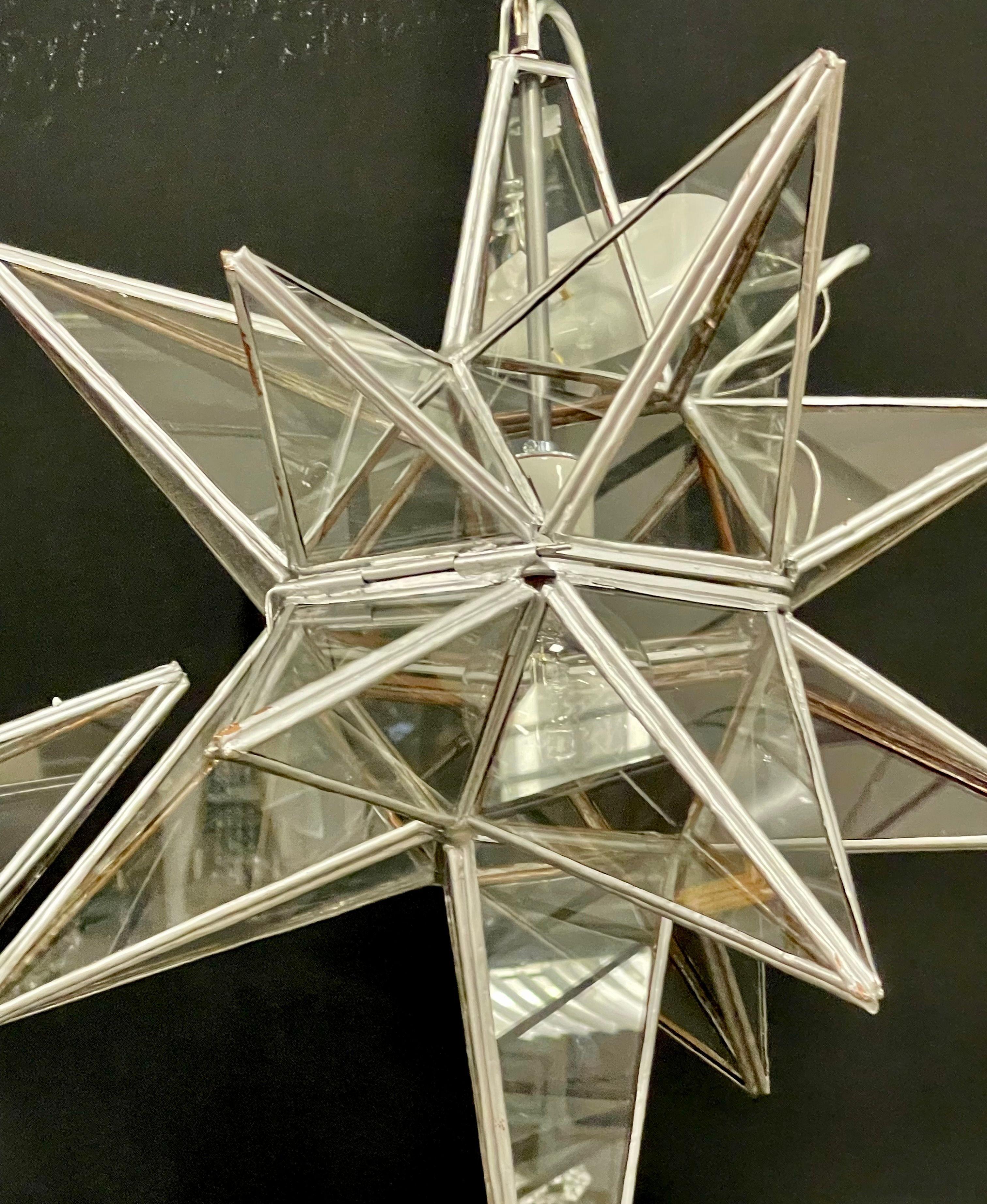 Pair of Sputnik Star Light Fixtures Glass Art Deco Style 1