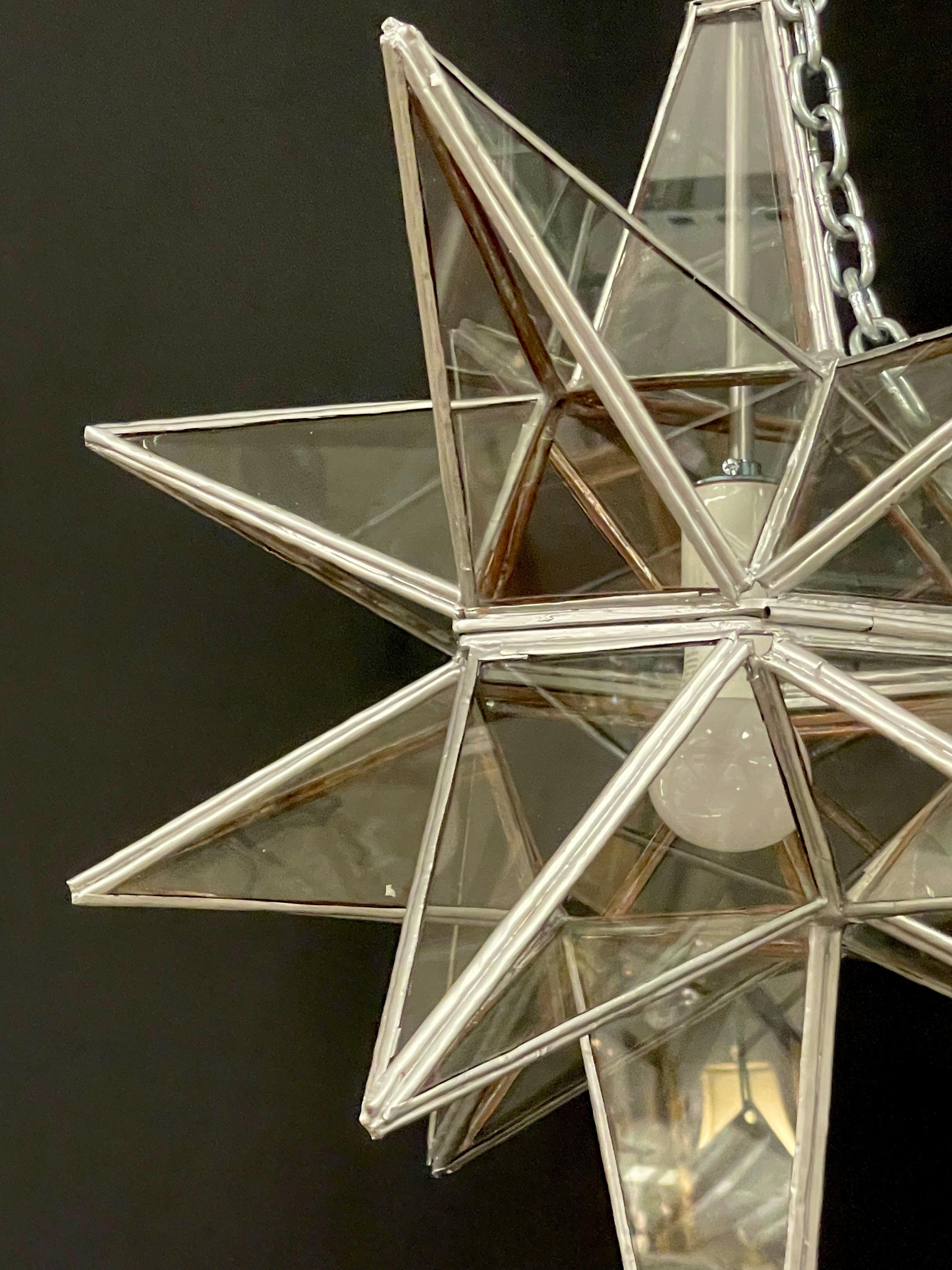 Pair of Sputnik Star Light Fixtures Glass Art Deco Style 3