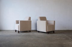 Pair of Square Armed Club / Lounge Chairs, Upholstered in Pure Alpaca