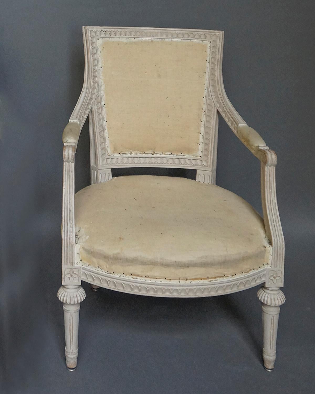 Swedish Pair of Square-Backed Gustavian Style Armchairs