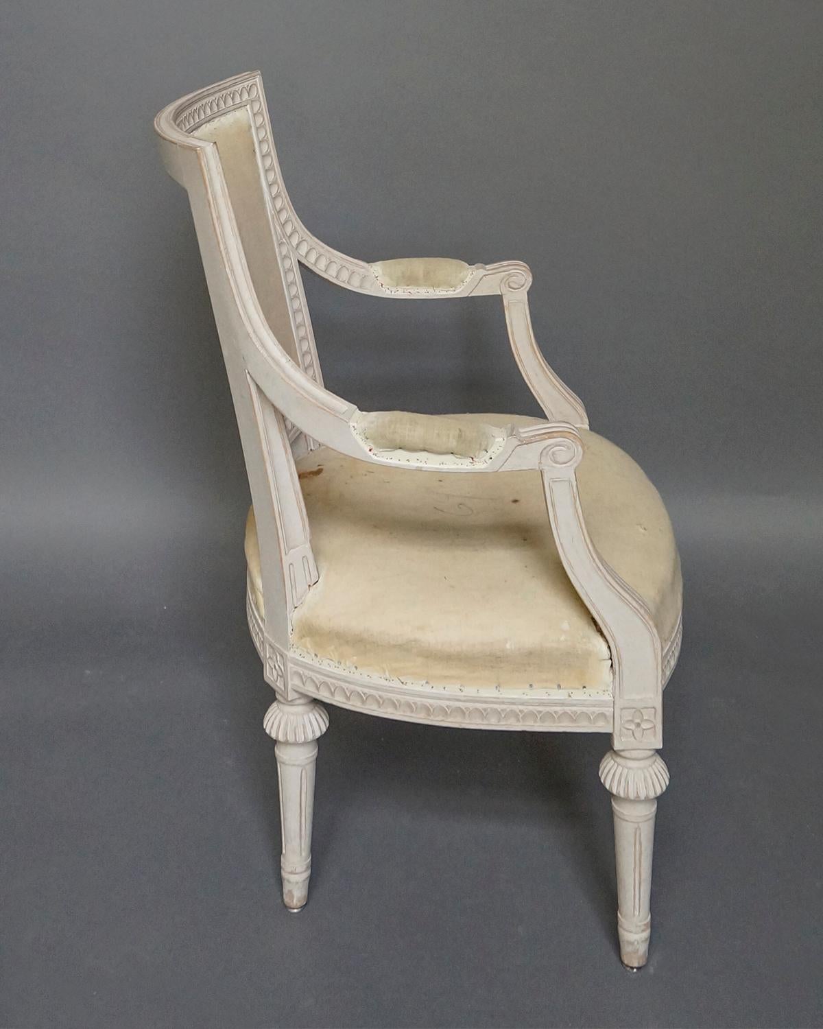 20th Century Pair of Square-Backed Gustavian Style Armchairs