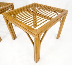 Pair of Square Bamboo End Side Tables C1970s MINT